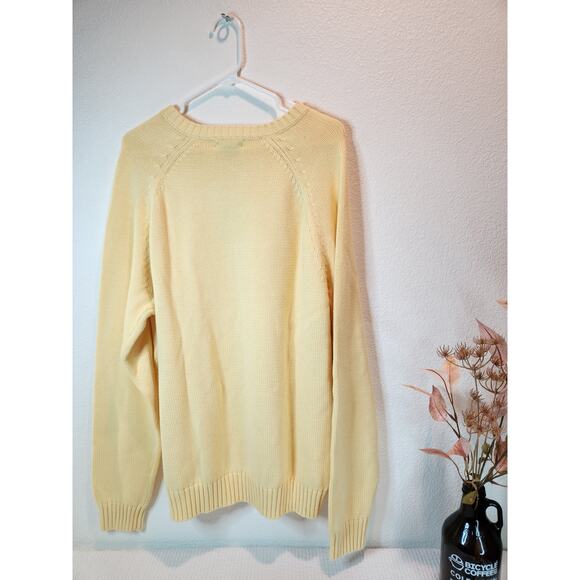 NWT Lands' End 100% Cotton Sweater XL Yellow Knit Pullover Crew Neck Classic Fit - Picture 2 of 6